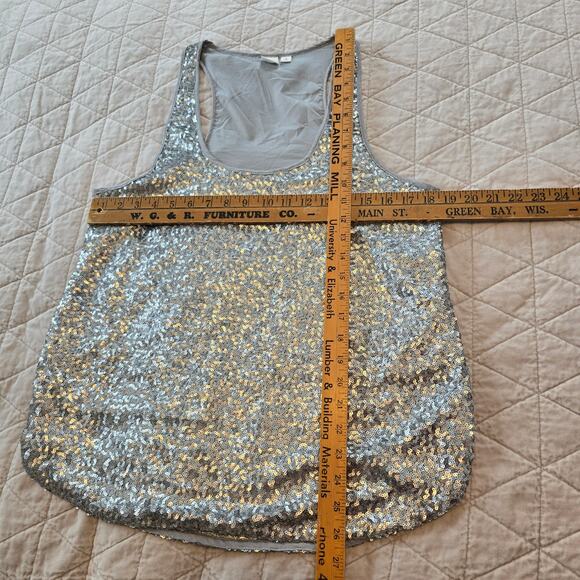 Gap Festive Sequin Tank Women's M Gray Silver Lined Celebration Wear Cocktails - Picture 5 of 6